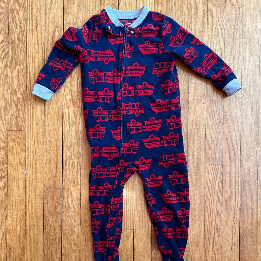 Firetruck Fleece Onesie Pajamas
